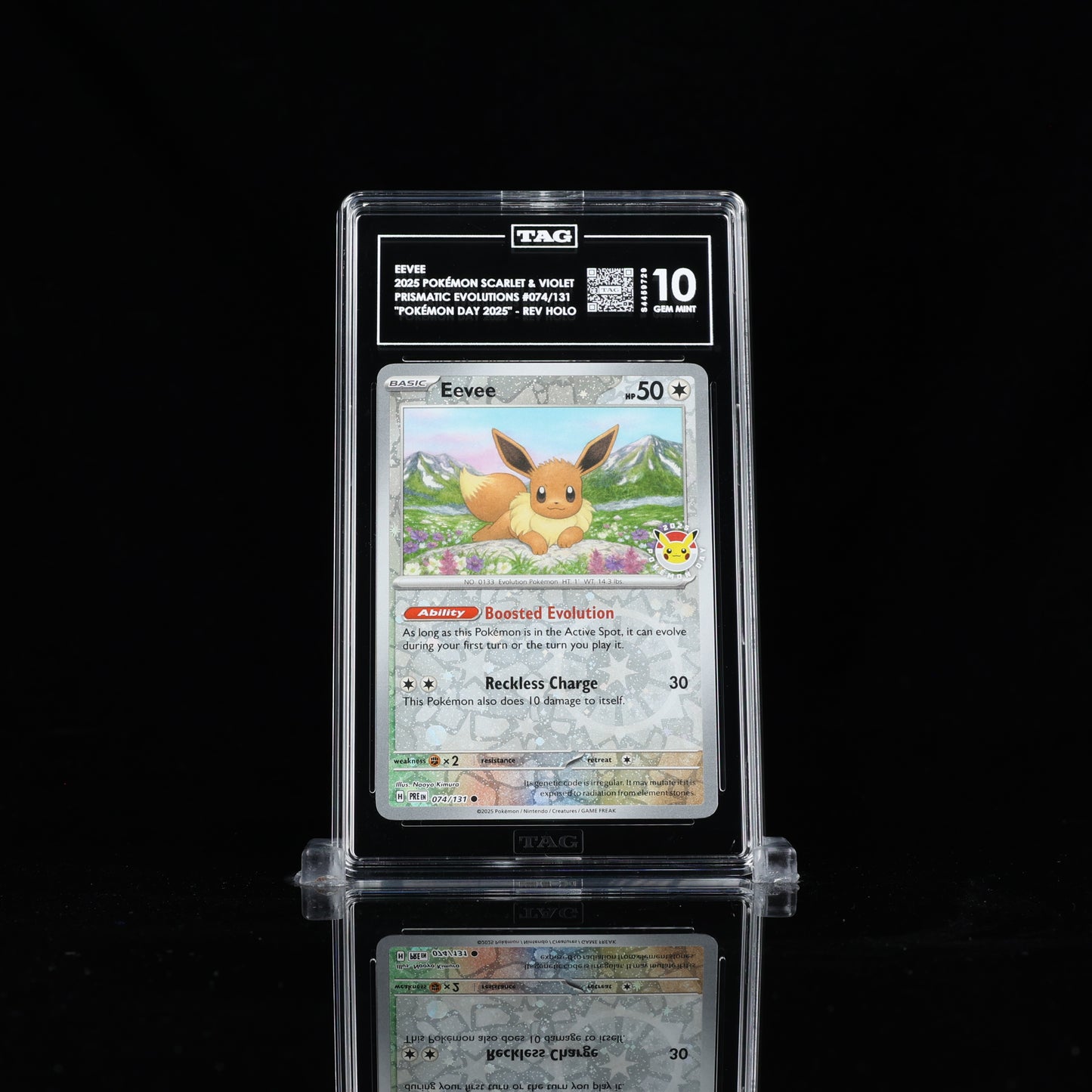 Eevee - 2025 Pokemon Day Stamp #074/131 - TAG GEM MINT 10